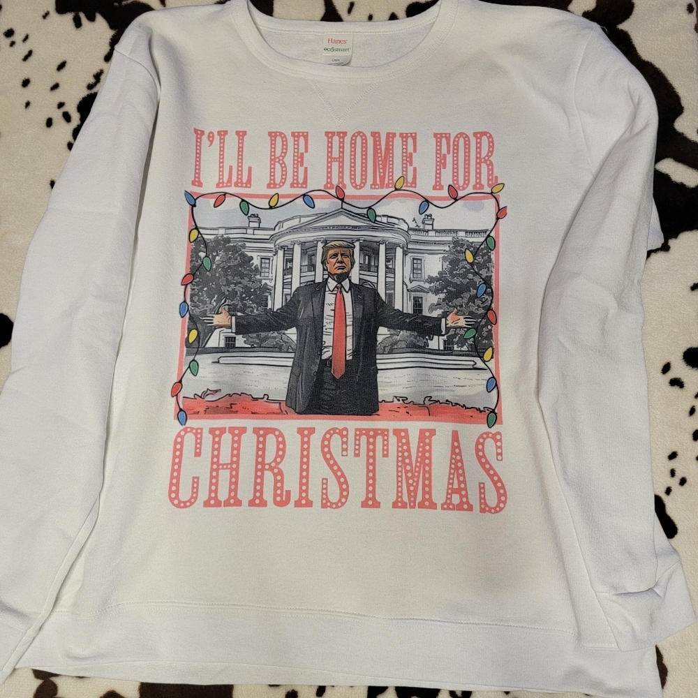 Trump Christmas Pink White Crewneck Sweatshirt - Picture 5 of 7